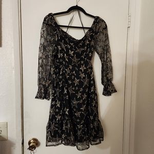 Off the shoulder star embroided dress